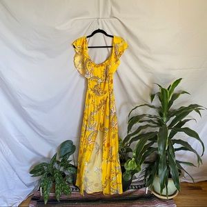 Yellow Floral Boho Maxi Romper